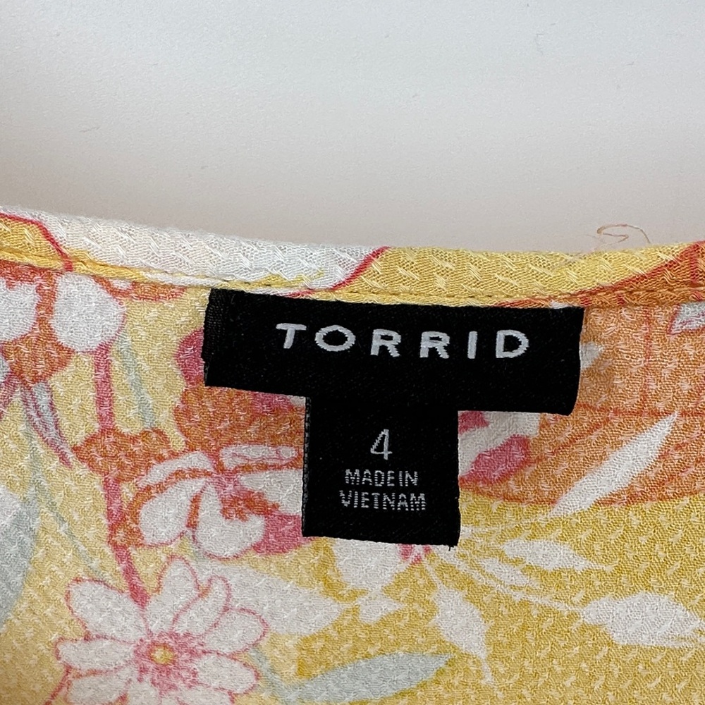 Torrid Floral Blouse in Yellow and Pink - Picture 2 of 7